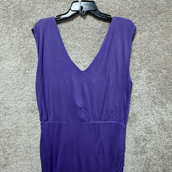 Alice + Olivia Sheath Dress Purple V Neck Women's Large Draped Zipper Back Rayon - Picture 3 of 12